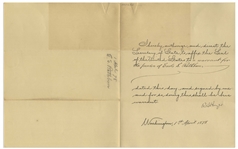 Rutherford B. Hayes Pardon Signed as President Dated 1 April 1878
